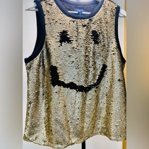 Gap sleeveless black/gold sequined top